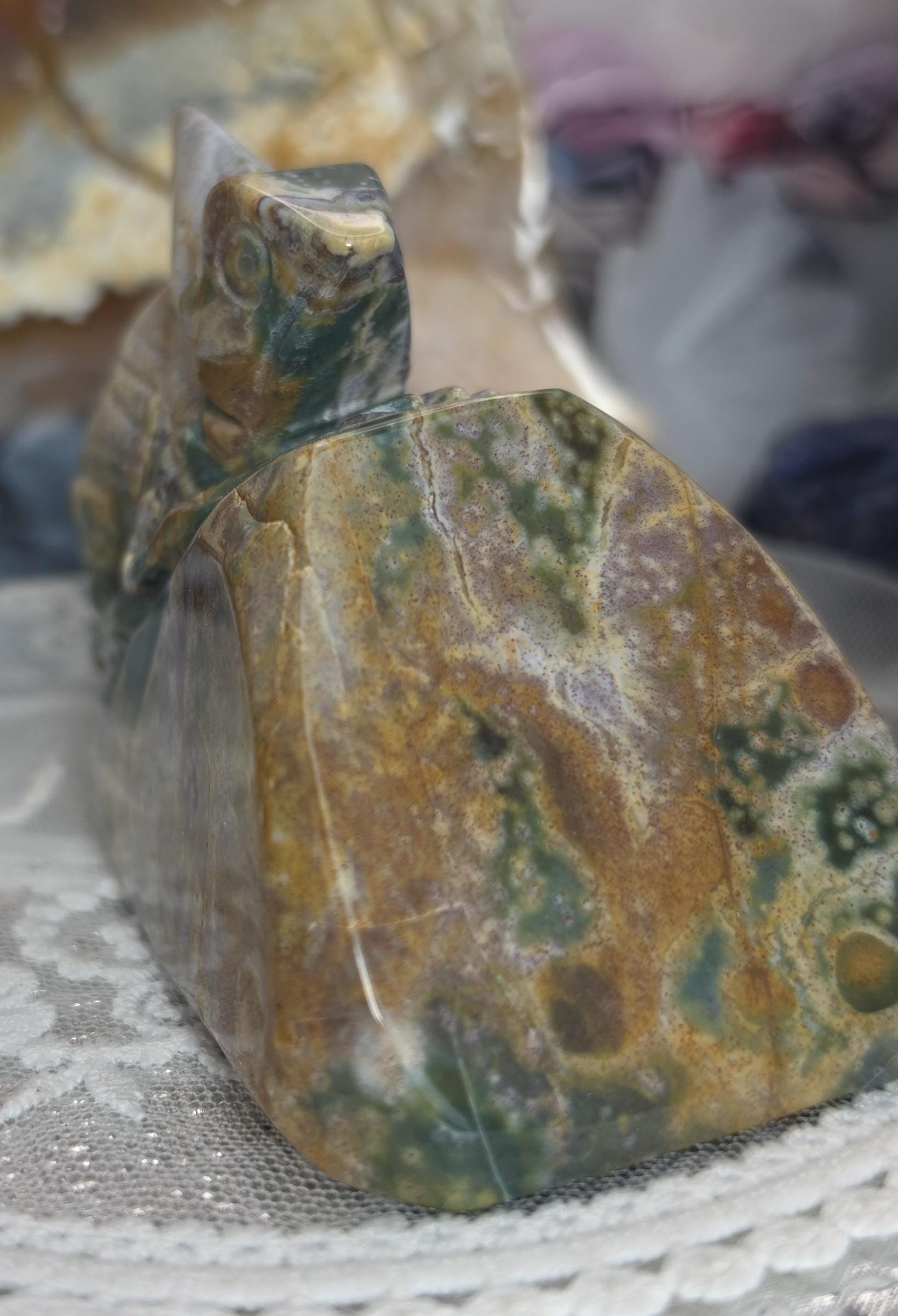 Colorful Ocean Jasper Iguana, Home Decor, Crystal Gift