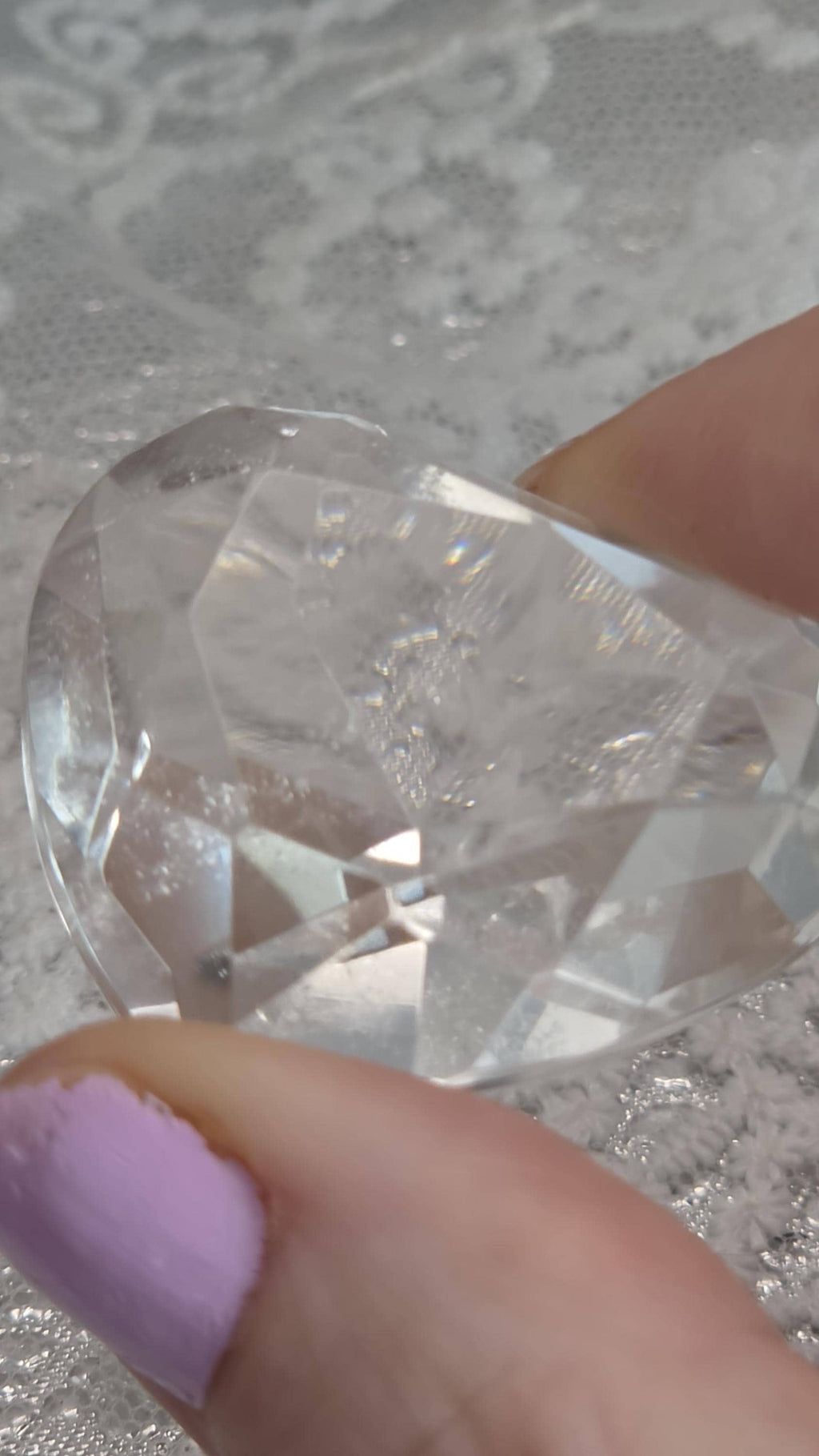 Clear Quartz Diamond Cut Heart, Faceted Heart, Sacred Geometry, Crystal Gift, Crystal Grid, Home Decor