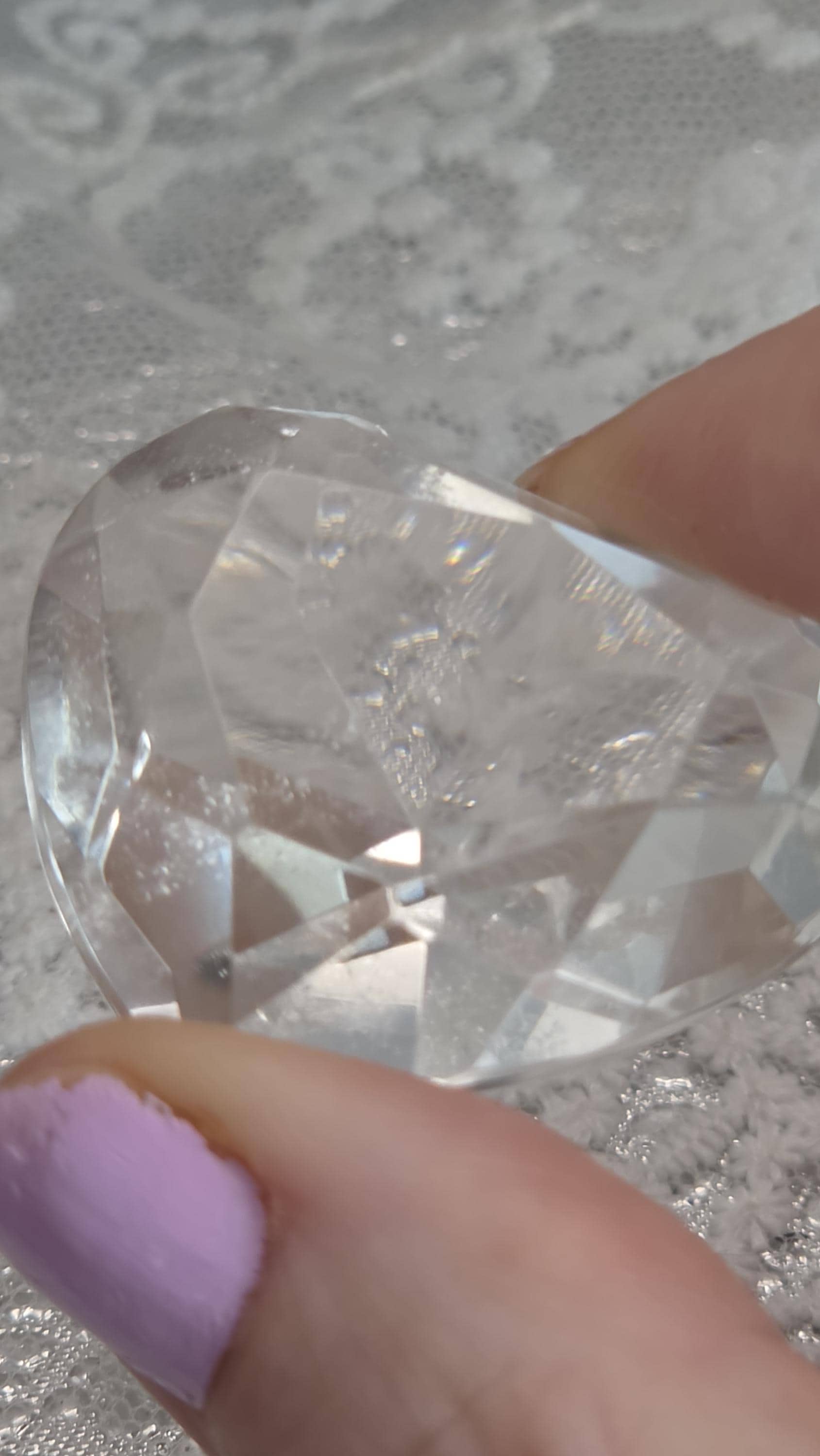 Clear Quartz Diamond Cut Heart, Faceted Heart, Sacred Geometry, Crystal Gift, Crystal Grid, Home Decor
