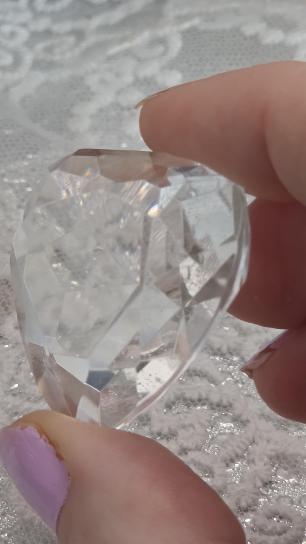 Clear Quartz Diamond Cut Heart, Faceted Heart, Sacred Geometry, Crystal Gift, Crystal Grid, Home Decor