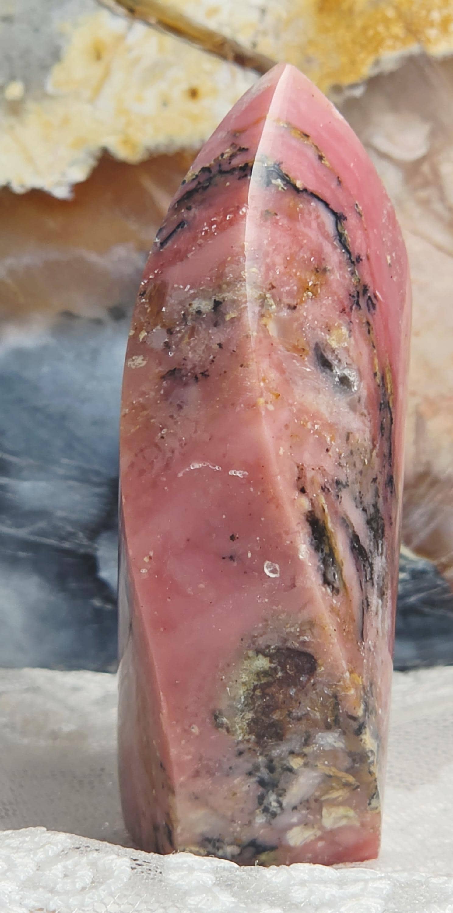 Strawberry Pink Opal Flame,  Healing Stone, Home Decor