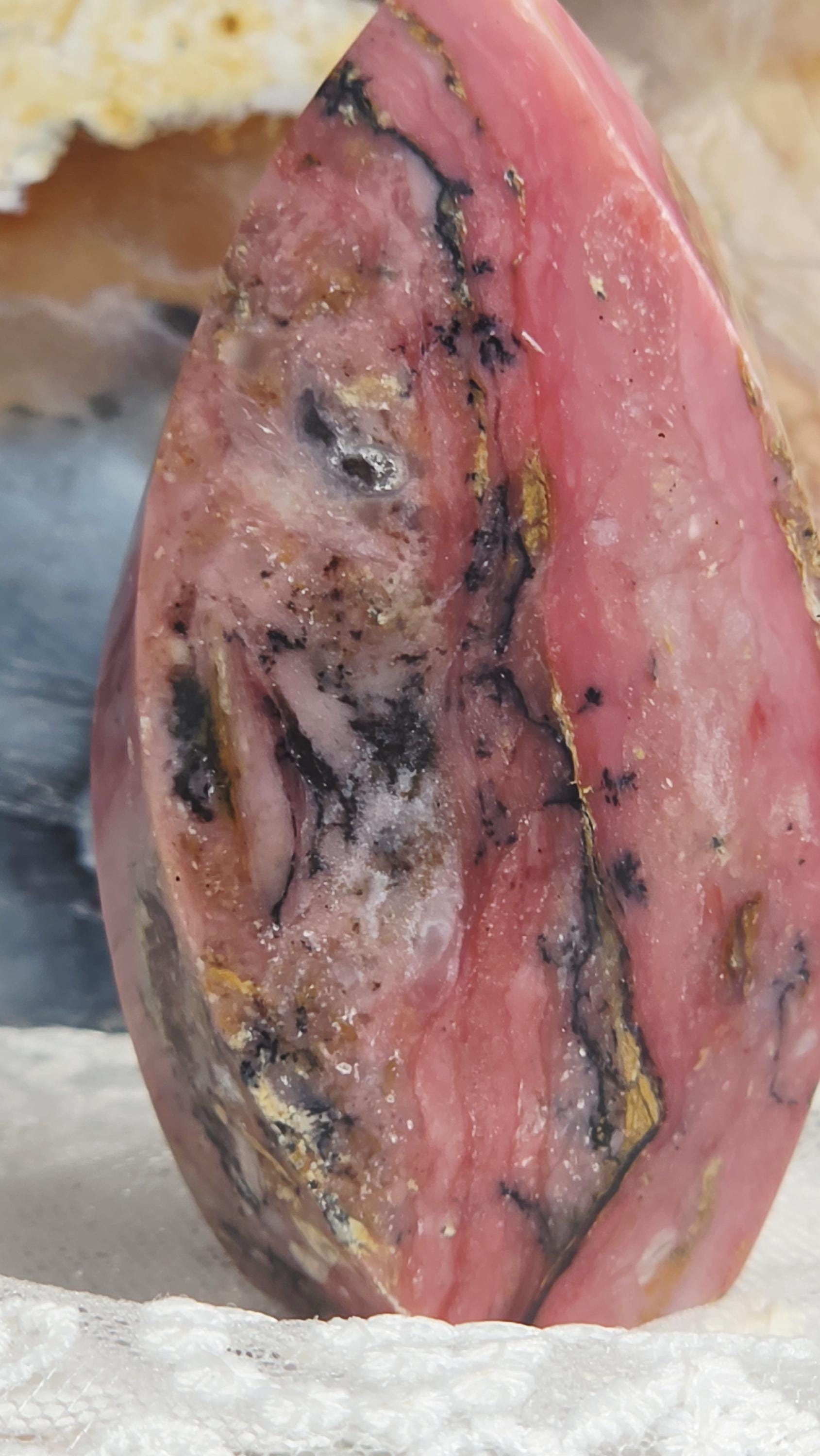 Strawberry Pink Opal Flame,  Healing Stone, Home Decor