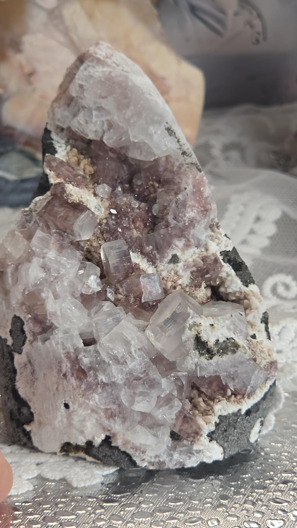 Cotton Candy Apophyllite Crystal Cluster, Stillbite Heulandite, India