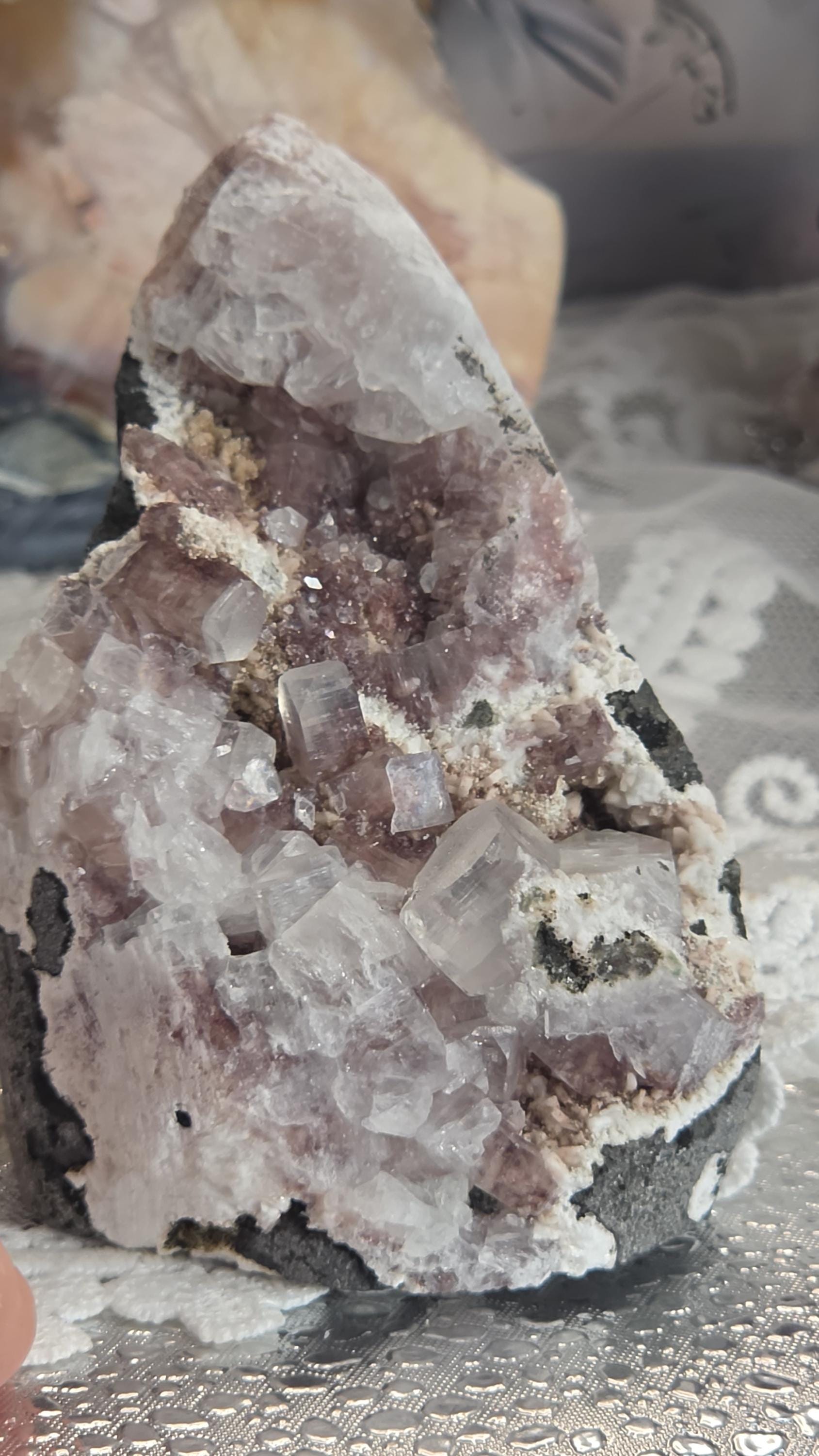 Cotton Candy Apophyllite Crystal Cluster, Stillbite Heulandite, India