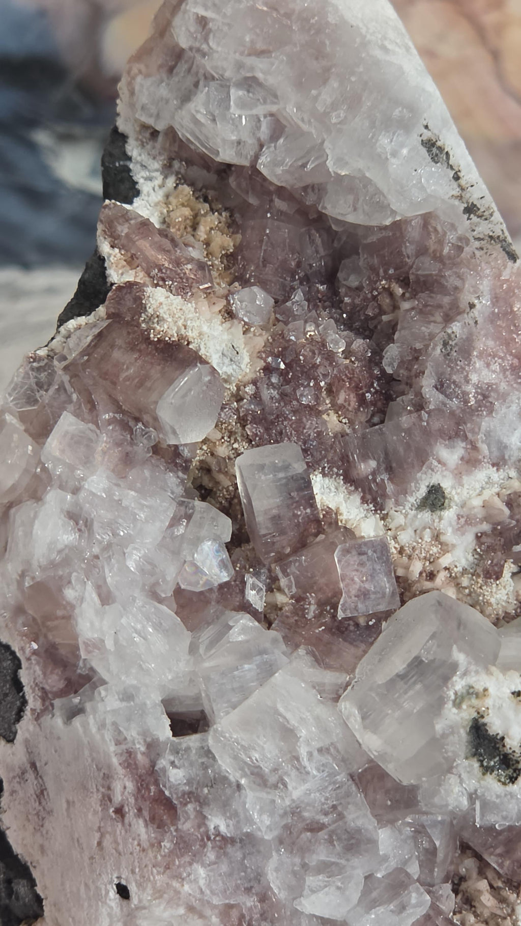 Cotton Candy Apophyllite Crystal Cluster, Stillbite Heulandite, India