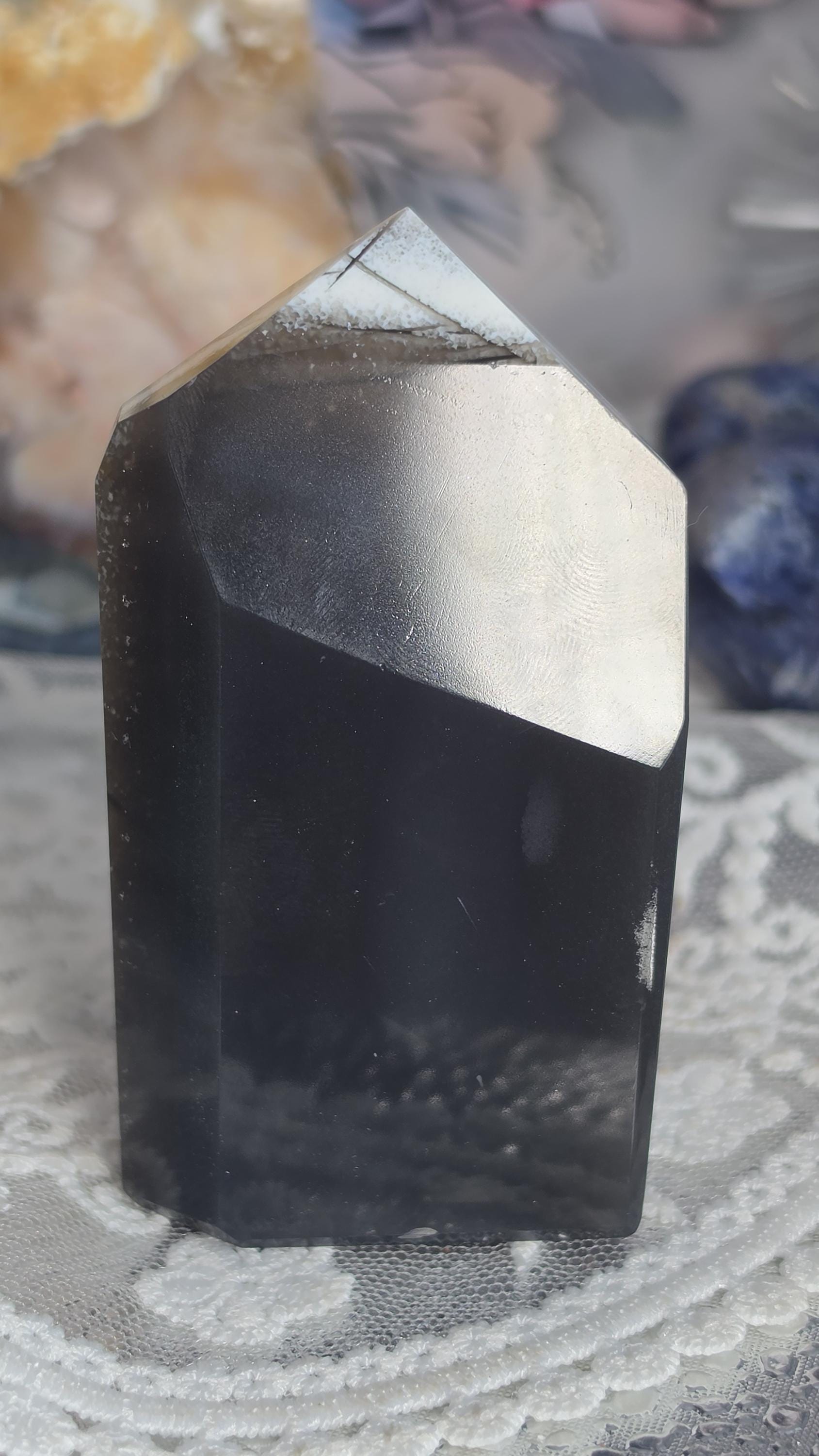 Blue Opal Crystal Tower, Calming Tranquility Stone, Protective Energy, Good Vibes, Abundance Crystal