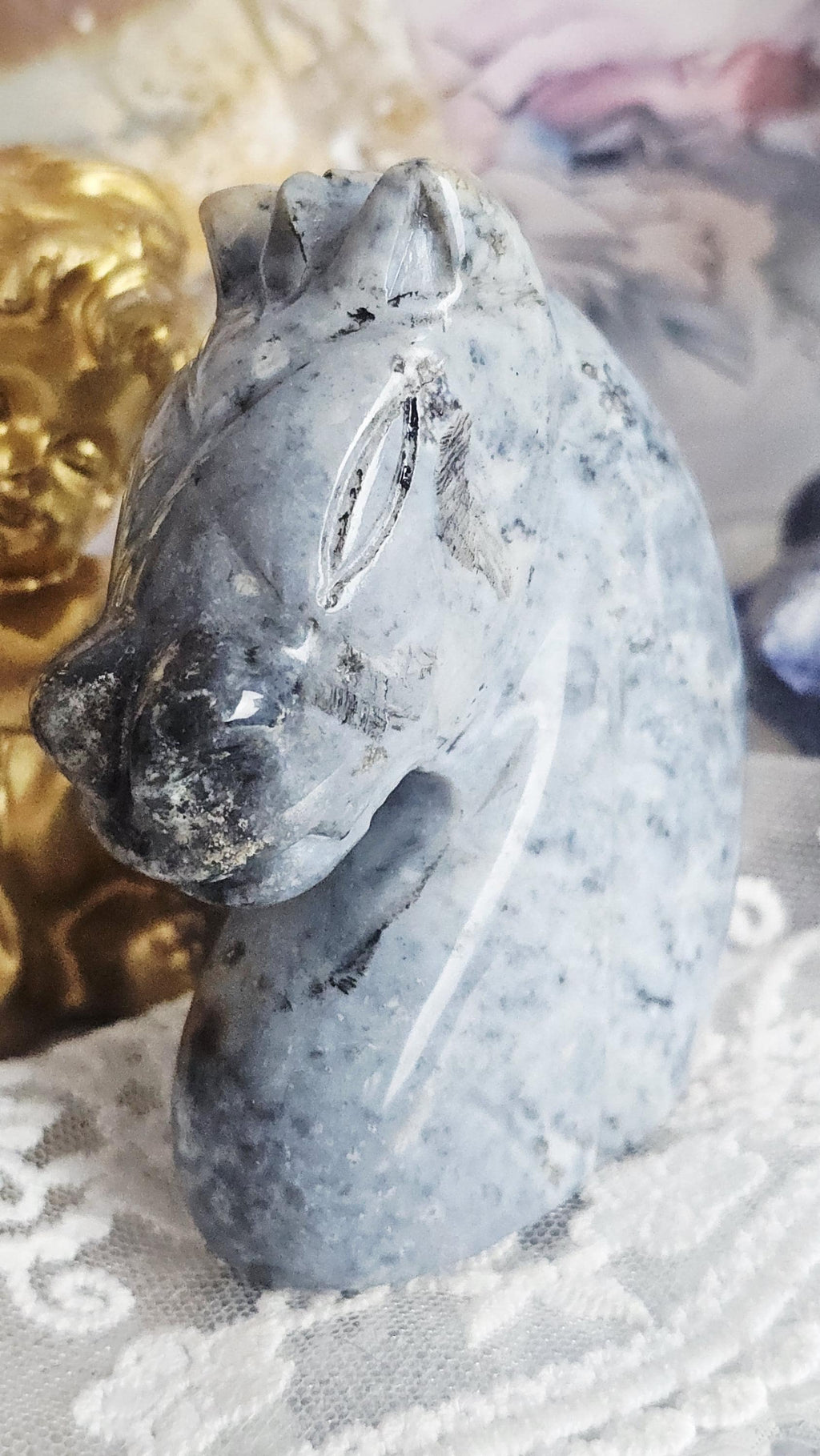 RARE Blue Chalcedony Horse Sculpture, Indonesian, Handmade, Horse Sculpture, Home Decor, Crystals, Gifts