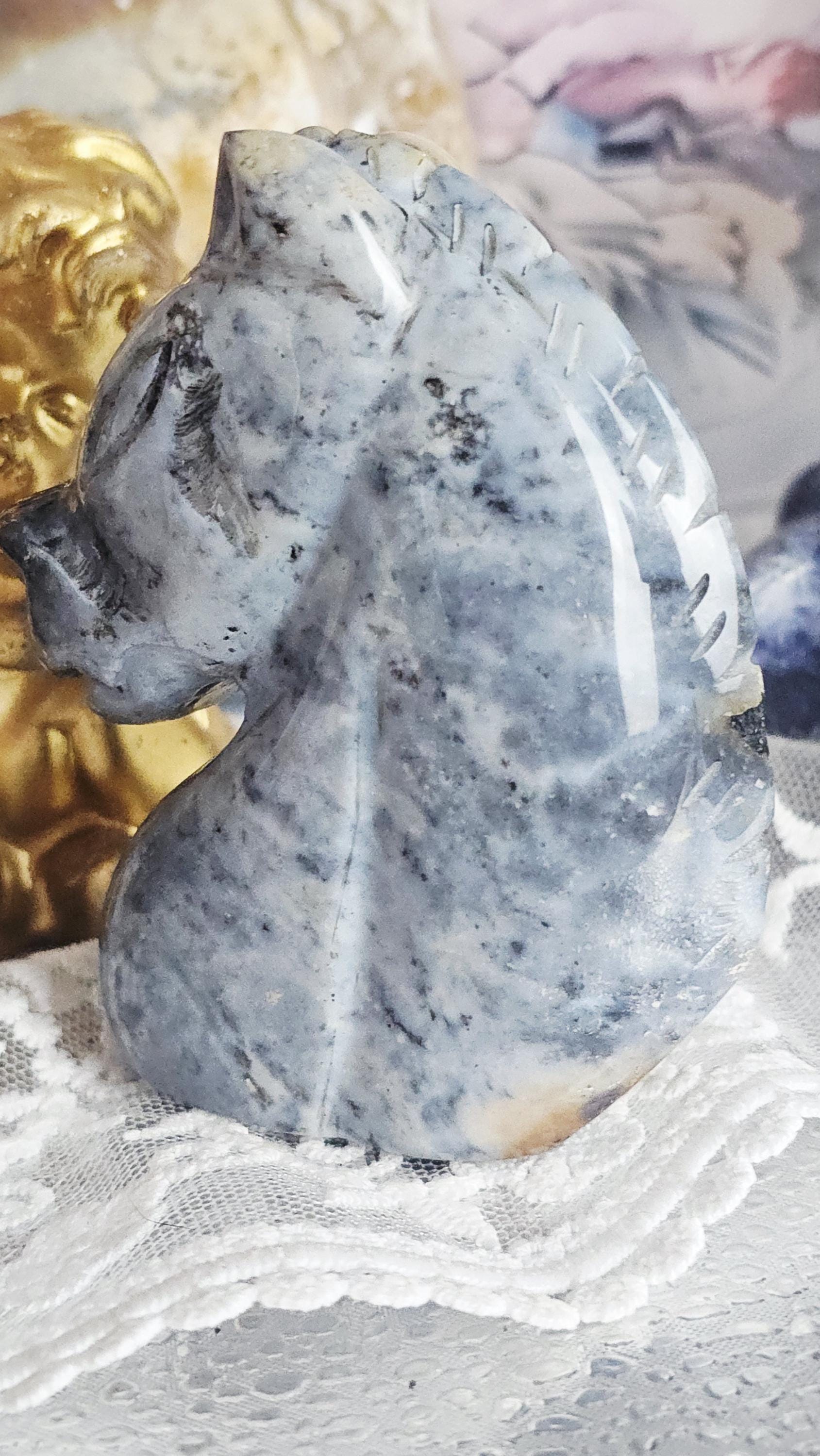 RARE Blue Chalcedony Horse Sculpture, Indonesian, Handmade, Horse Sculpture, Home Decor, Crystals, Gifts