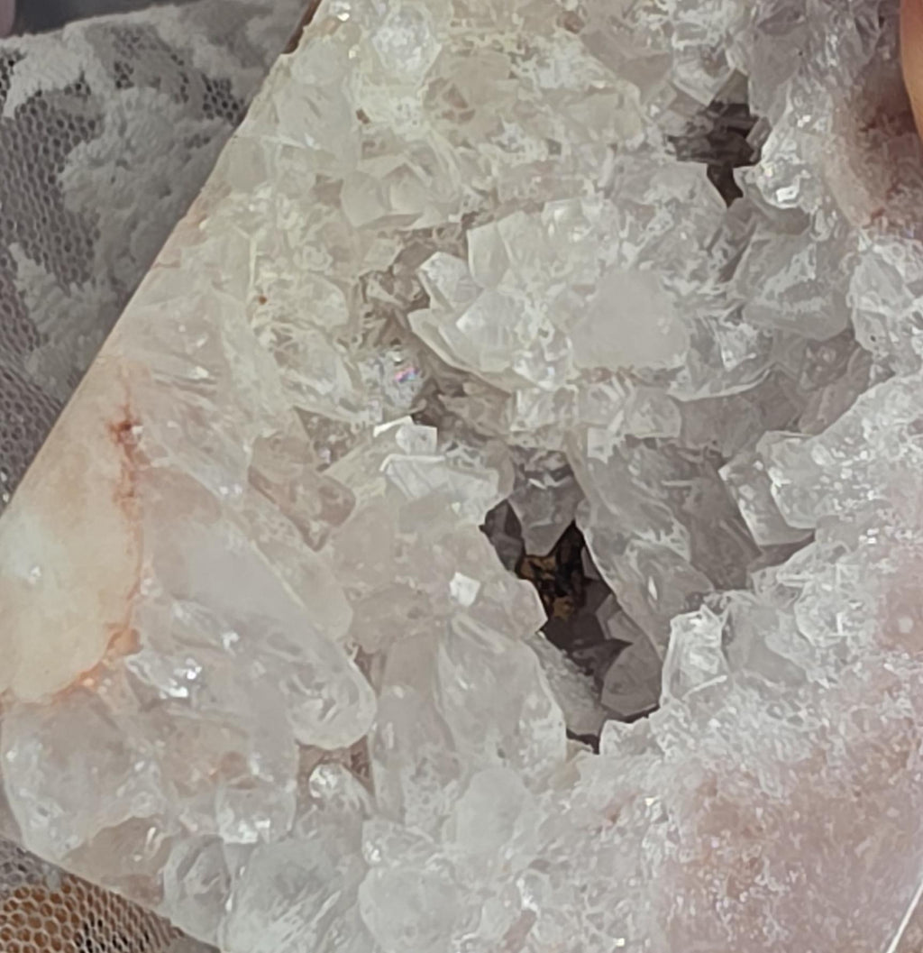 LG Brazilian Pink Amethyst Druzy Tower, Reiki Infused Crystal