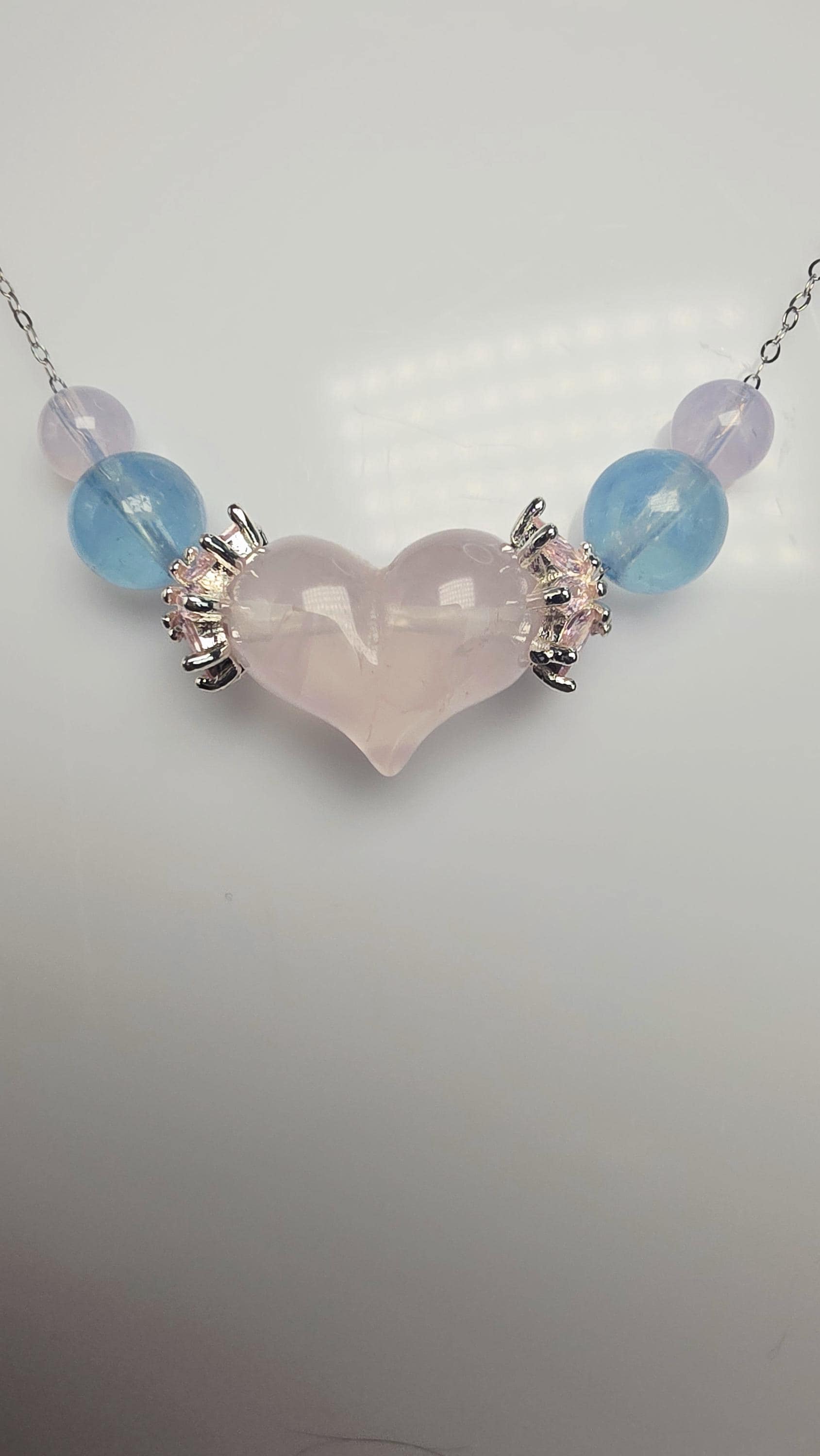 Handmade Build Your Own Fairy Enchanted Heart,Custom Healing Crystal Necklace , 925 Silver, Customize ,Zodiac Jewelry