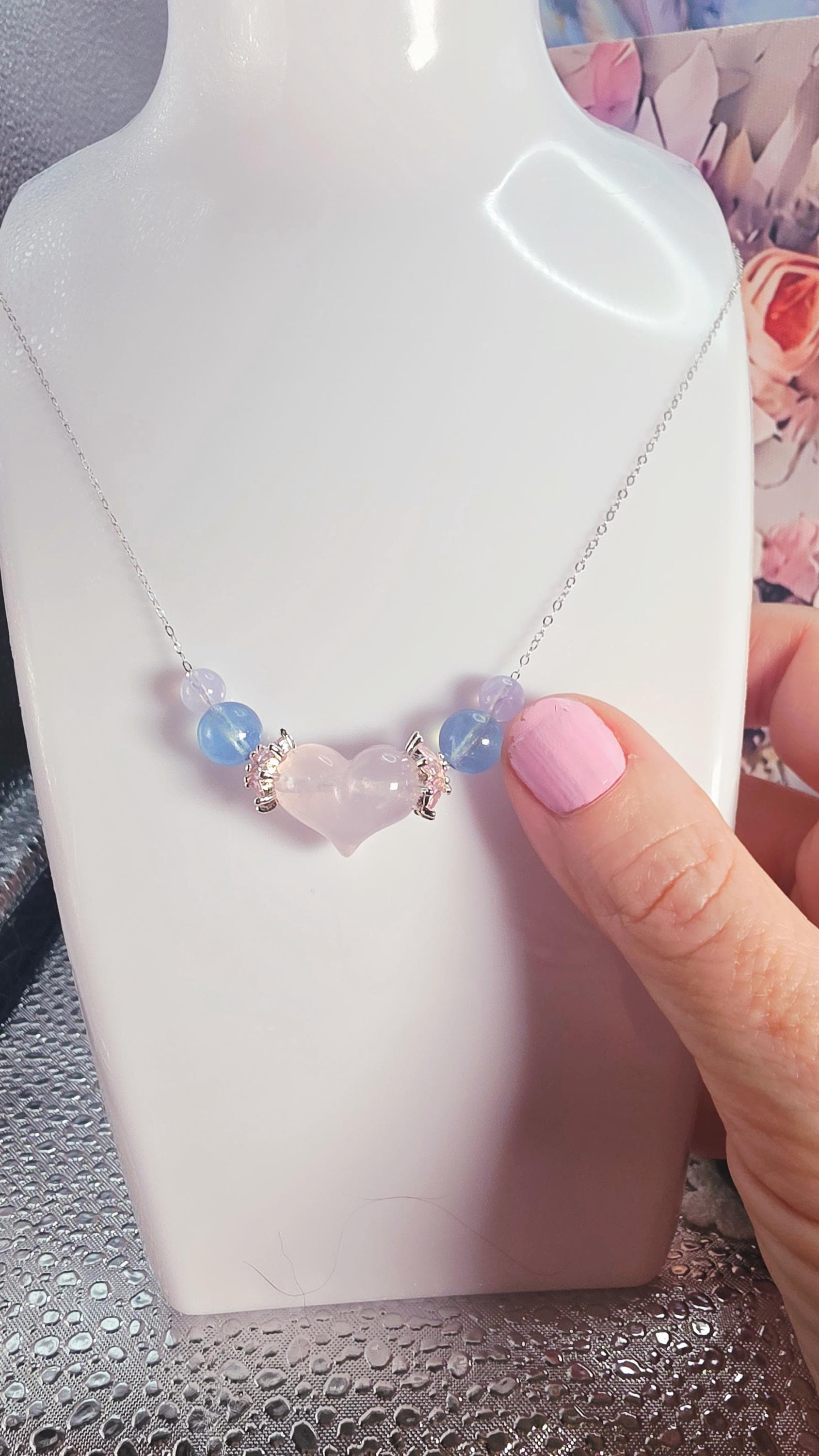 Handmade Build Your Own Fairy Enchanted Heart,Custom Healing Crystal Necklace , 925 Silver, Customize ,Zodiac Jewelry